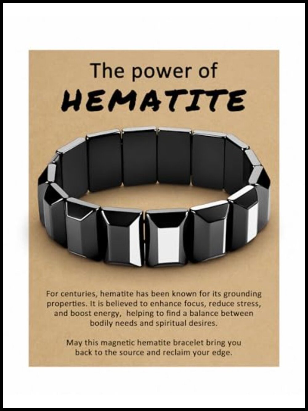 Genuine Natural Hematite Stone Magnetic Bracelet Stretch Cuff Men Women